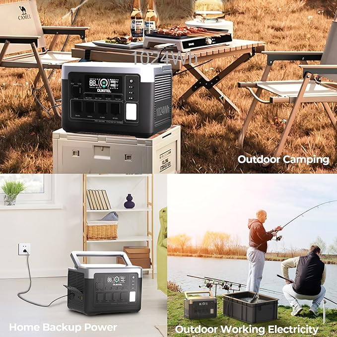 OUKITEL P1000 PLUS 1800W Power Station(Peak 3600W), 1024Wh Solar Generator 1200W Fast Charging APP Control Emergency LiFePO4 Battery for Home Backup Camping RVs