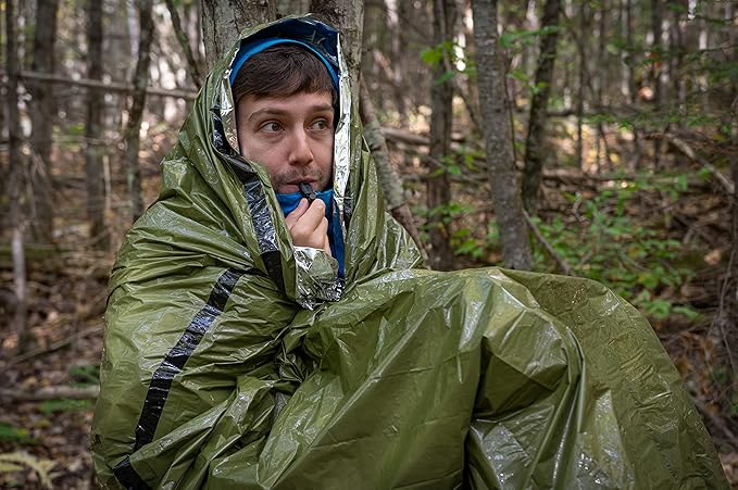 Survive Outdoors Longer 90% Emergency Bivvy - Comes with Survival Whistle & Tinder Paracord Drawstring - Add to Emergency Kit & Hiking Gear - Waterproof, Windproof & Tear-Resistant