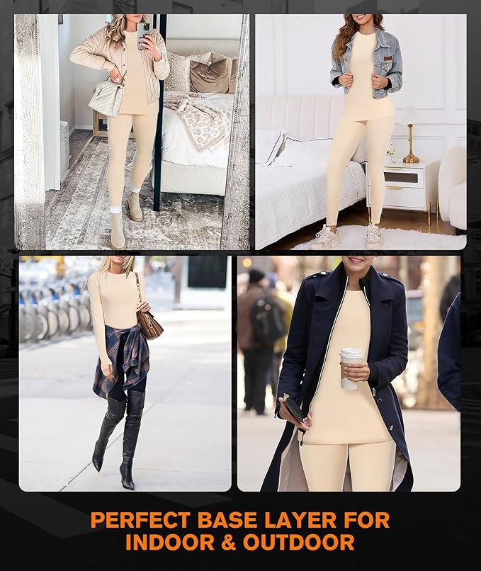 BESTENA Thermal Underwear for Women Base Layer Cold Weather Thermal Set Long Johns Women Thermal Set
