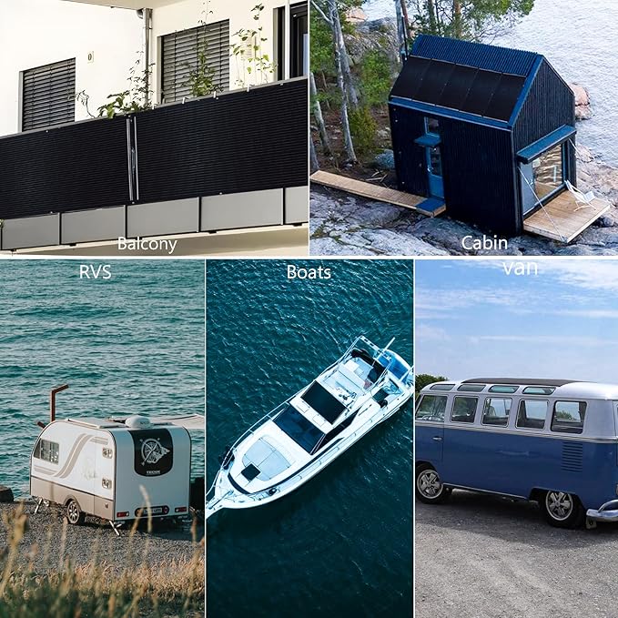 Flexible Solar Panel 150W Fiberglass Monocrystalline Lightweight Module for Off-Grid RV Boat Van Cabin Uneven Surfaces 12V Battery Charge (150W Solar Panel)