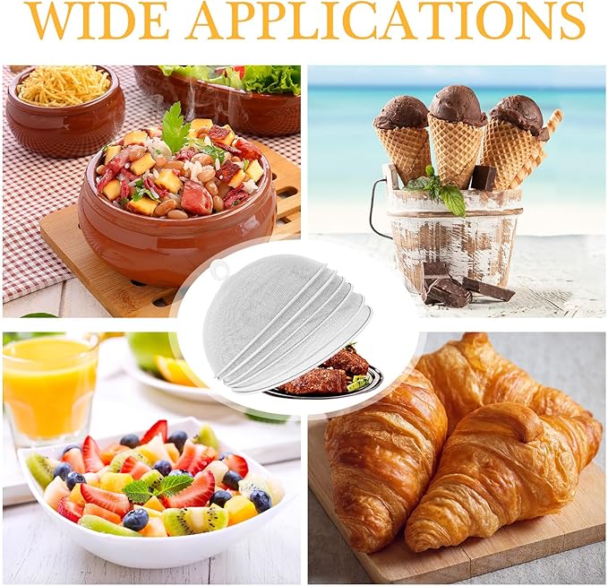 Gerrii 6 Pcs Metal Mesh Food Cover Outdoor Mesh Food Tents Dome Screen Plate Covers for Dinner Plates Reusable Fruit Fly Nets Picnic Food Umbrella for Table, BBQ, Camping, Party (White,11 Inch)