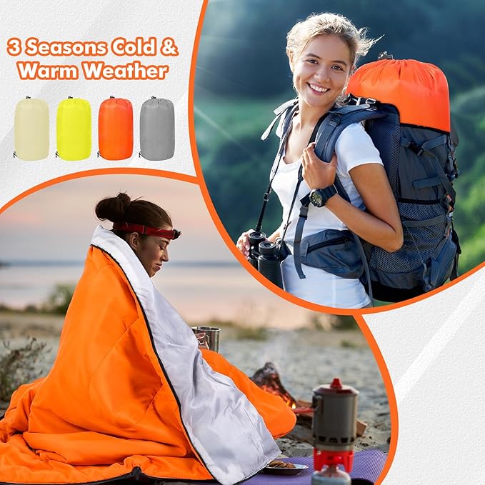 Macarrie 4 Pcs 0 Degree Camping Sleeping Bags Bulk for Adults 4 Season Warm Cold Weather Sleeping Bags with Compression Sack Lightweight Portable Waterproof for Backpacking Hiking Outdoor