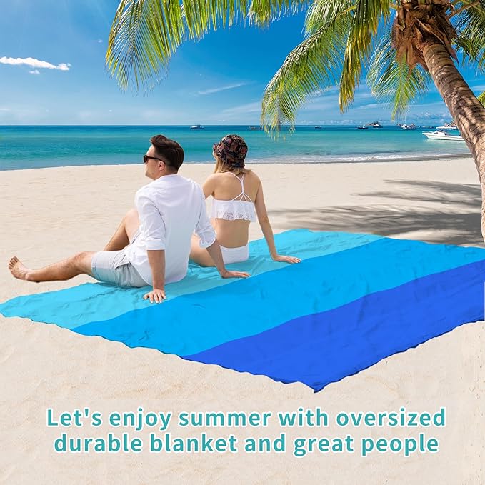BYDOLL Beach Blanket Waterproof Sandproof 78''×81'' Suits1-4 Adults Compact Lightweight Oversized Sand-Free Blanket Large Picnic Mat for Beach Travel Camping Hiking