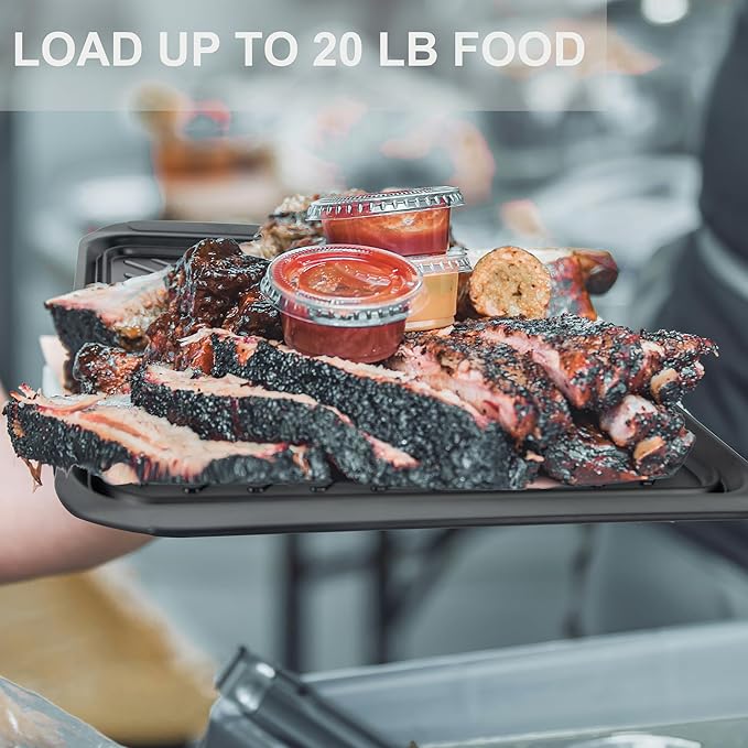 Grilling Prep and Serving Tray with Lid, BBQ Deep Tray for Marinating Raw and Cooked Food, Melamine Serving Trays for Food, Black and Red