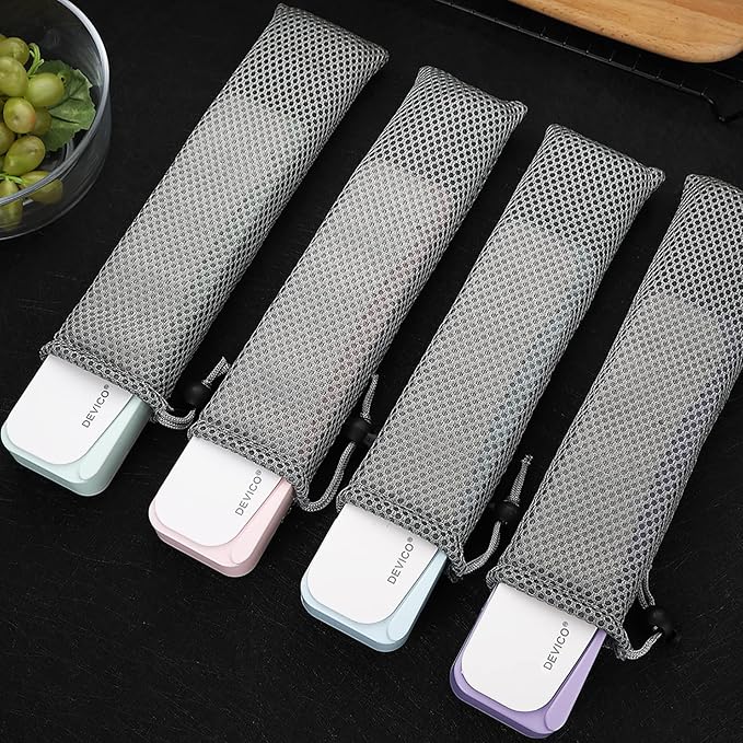 DEVICO Travel Utensils, 18/8 Stainless Steel 4pcs Cutlery Set Portable Camp Reusable Flatware Silverware, Include Fork Spoon Chopsticks with Case (Green)