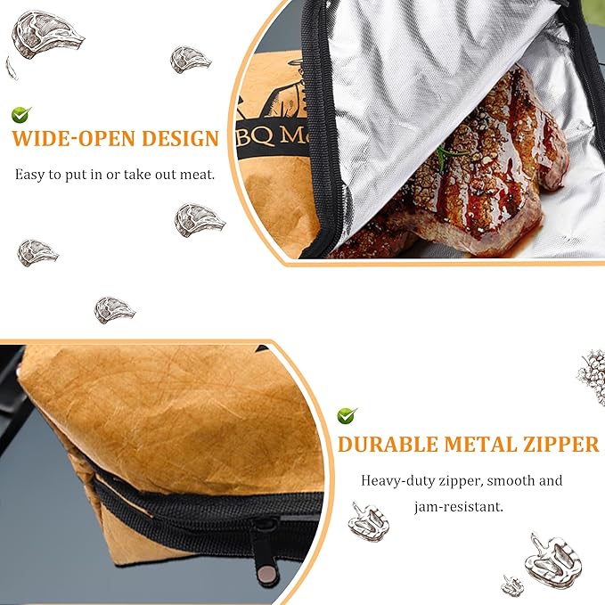 BBQ Blanket for Meat – 21-Inch Insulated Resting Bag for Brisket, Turkey, Pork Shoulder – 5-Layer Heat Retention, Wide Mouth with Handle – Grilling & Smoking Accessories, Gift for BBQ Lovers