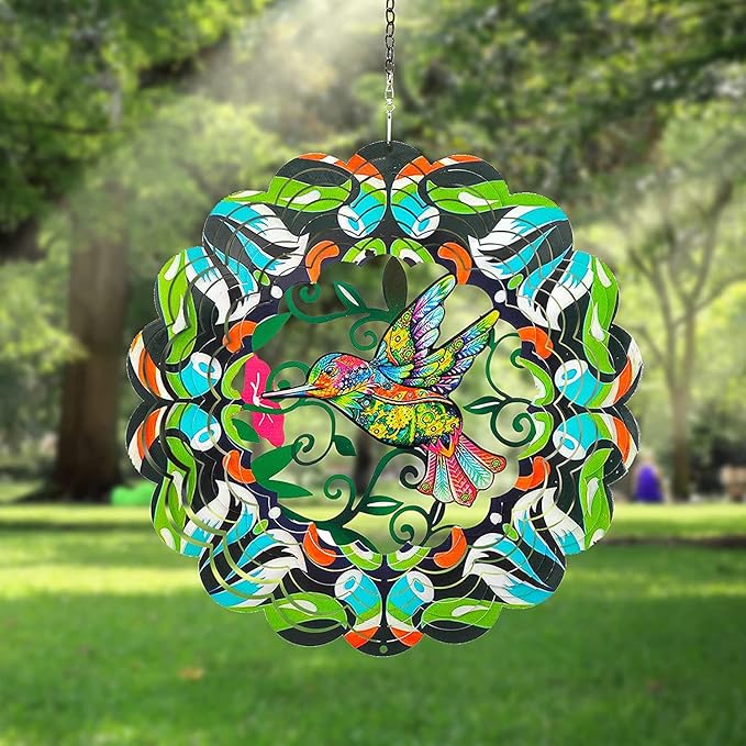 Hummingbird Metal Wind Spinners - Hummingbird Gifts for Women Mom Grandma Wife, Hanging Wind Spinner for Outdoor & Indoor Decorations, 12 inch for rnament