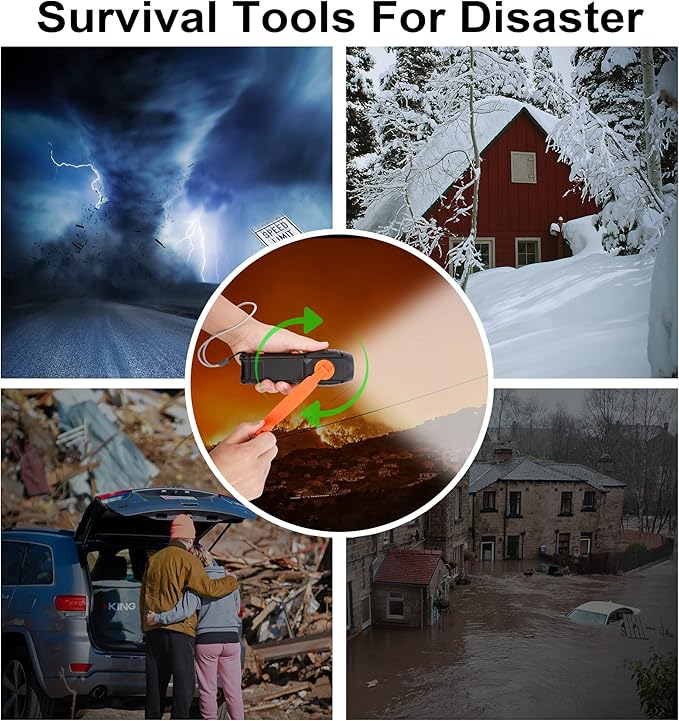 Emergency Radio Hand Crank with Flashlights, Portable AM/FM NOAA Weather Radio Alert and Survival Flashlight SOS Alarm