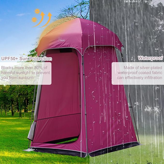 Vidalido Outdoor Camping Shower Tent Easy Setup Privacy Tent Changing Room Portable Camp Shower Tents for Camping with Floor, Waterproof Privacy Shelters Camping Toilet Tent