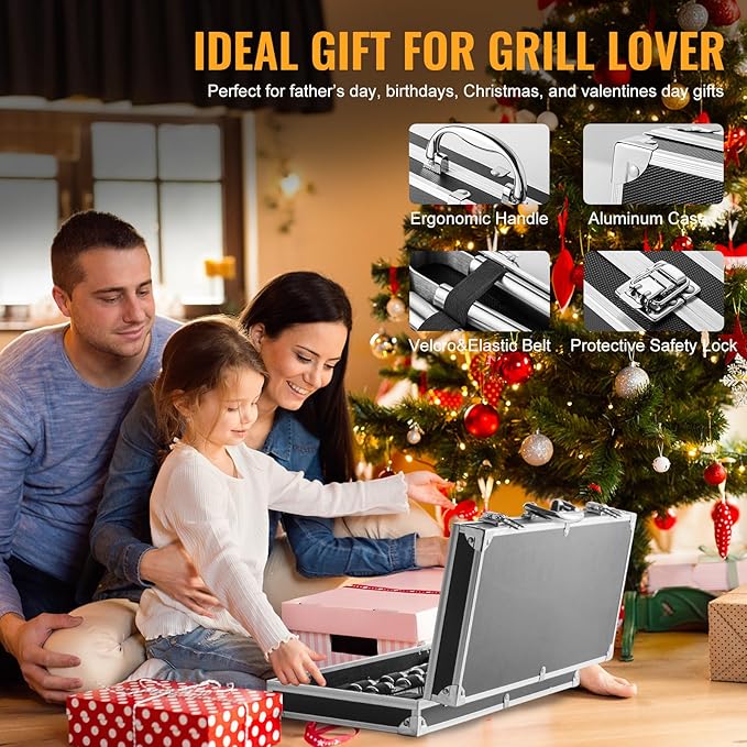 22Pcs Grilling Accessories, BBQ Accessories with Aluminum Case, Stainless Steel Grill Set Tools for Outdoor Camping&Barbecue, Grilling Gifts for Men Dad Fathers Day