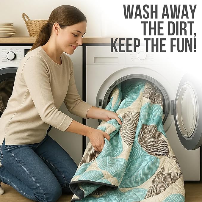 Picnic Blanket Waterproof Foldable – 2-in-1 Picnic Mat and Bag, Large Outdoor Beach Mat, Compact & Portable Picnic Blankets for Travel, Camping, Park, or Family Use (Stripes)