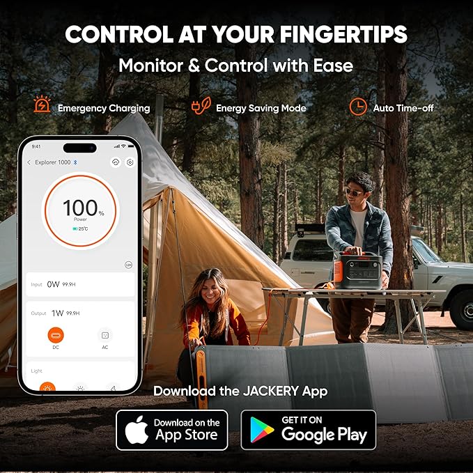 Jackery Explorer 1000 v2 Portable Power Station and Extension Cord,1070Wh LiFePO4 Battery,1500W AC/100W USB-C Output, 1 Hr Fast Charge, Solar Generator for Camping,Emergency (Solar Panel Optional)