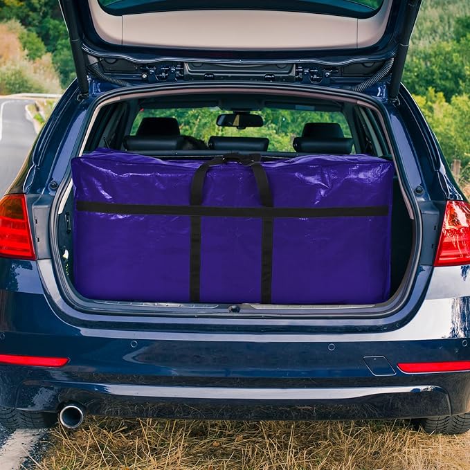 4 Pcs 66 Gallon Large Moving Bags with Zipper and Handles Foldable Storage Duffle Bags Heavy Duty Extra Large Totes for College Dorm Travel Clothes Blankets Bedding Moving (Navy Blue)