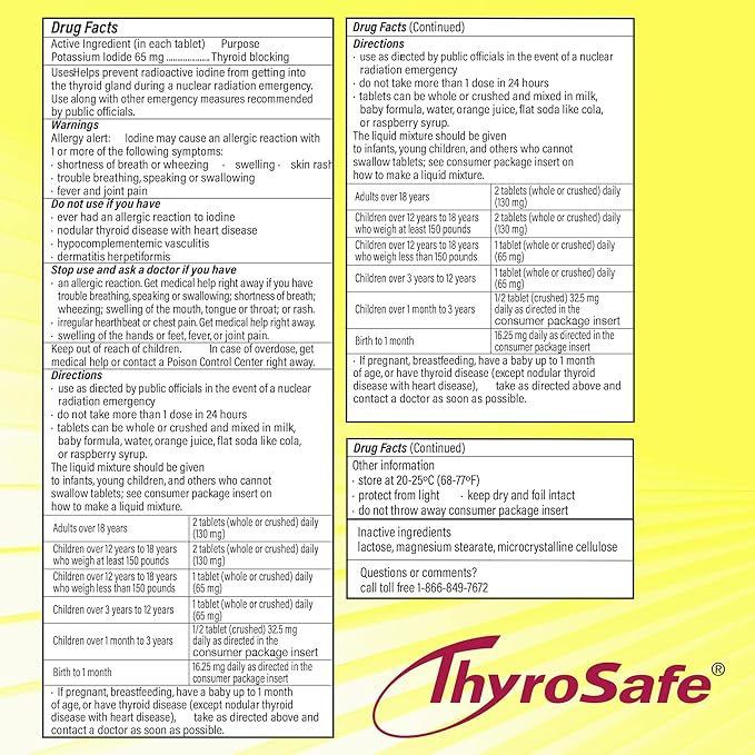 65mg Potassium Iodide Tablets (960 Pack) - Protects Your Thyroid from Nuclear Radiation Exposure