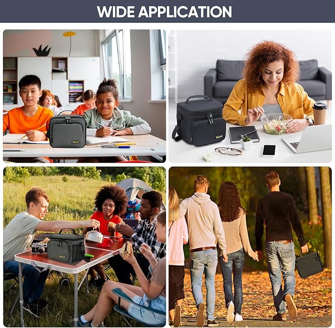 BALEINE Insulated Lunch Bag for Men Women, 15 Can Leakproof Cooler Bag with Adjustable Shoulder Strap for Work Picnic, Lunch Box for Women Men (Medium, Grey)