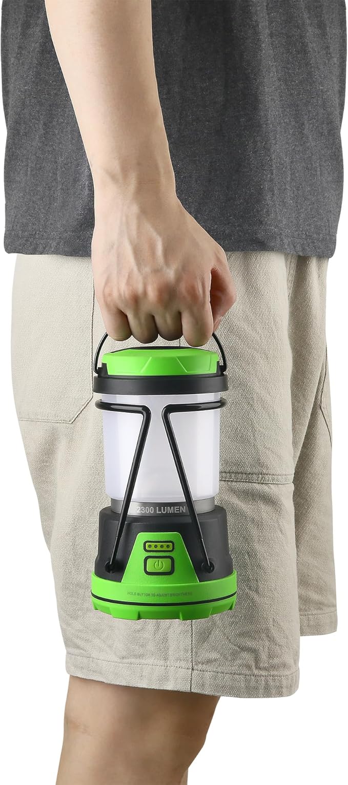 Rechargeable LED Camping Lantern - Power Outages, Hurricanes, Emergency, Hiking, Outdoor - Bright Battery Powered Electric Survival Light with Built-in Power Bank- Portable and Waterproof Camp Lantern
