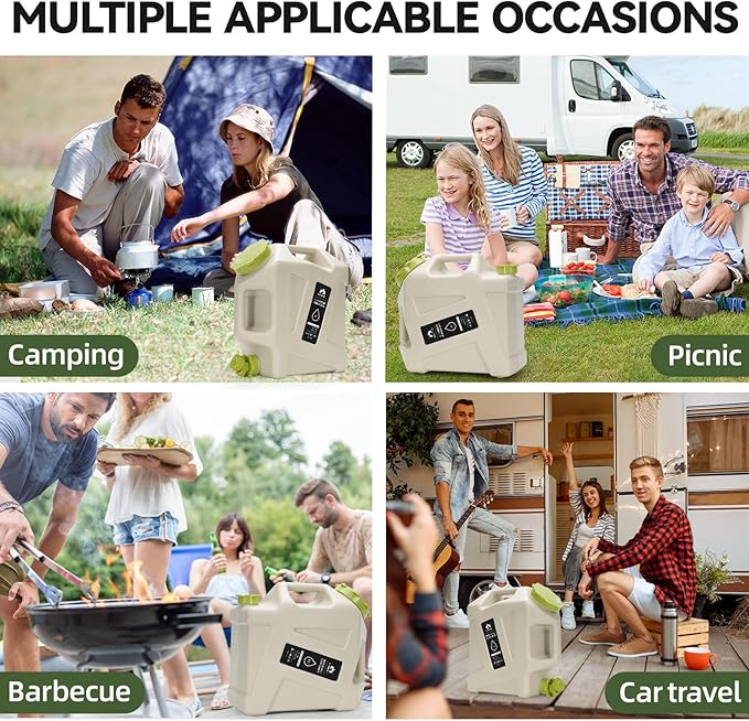 Camping Water Jug - 3.2 Gallan Water Container with Spigot | Portable Water Tank for Outdoor Hiking Picnic Supplies - White