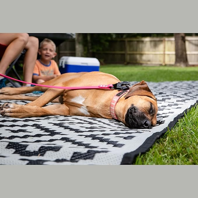 8x16 Black & Gray RV Mat with Carry Bag – Extra Thick 5mm Recycled Poly Rug – Waterproof, Reversible, Heavy-Duty – Premium Outdoor Rug for Campsite, Patio, Beach (8' x 16', Black)
