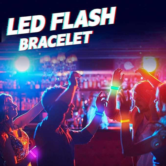 8 PCS LED Glow Bracelets, Light Up Bracelets for Kids Adults - Halloween Glow in The Dark Party Bracelets Favors Supplies for Christmas, Concerts, Festivals, Game Prizes, Sports, Rave Accessories.