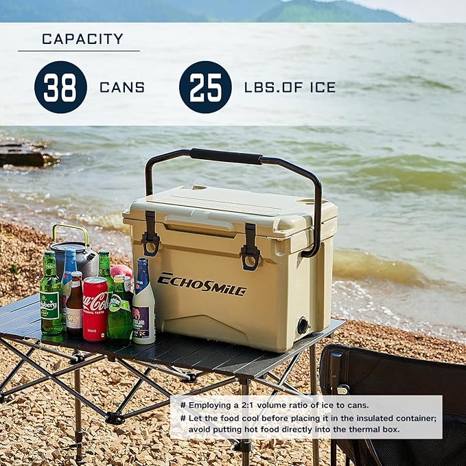 EchoSmile 25/30/35/40/60/75 Quart Rotomolded Cooler, Built to Stand up to The Rigors of The Journey