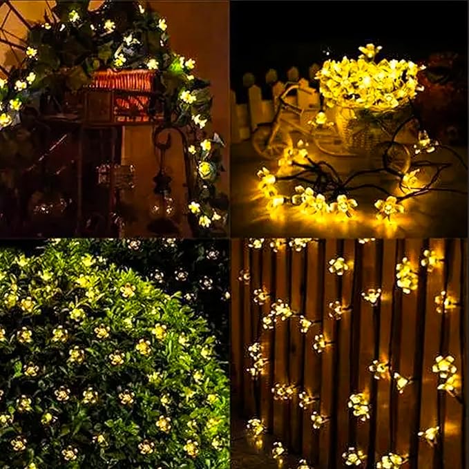 Cherry Blossom Flower String Lights for Bedroom Decor, 33ft 100 LED USB Plug in Decorative Twinkle Fairy Light with Timer for Christmas Easter Tree Window Wall Garland Hanging Decoration (Warm White)
