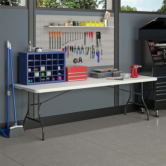 COSCO 8' (96") Resin Straight Table, White