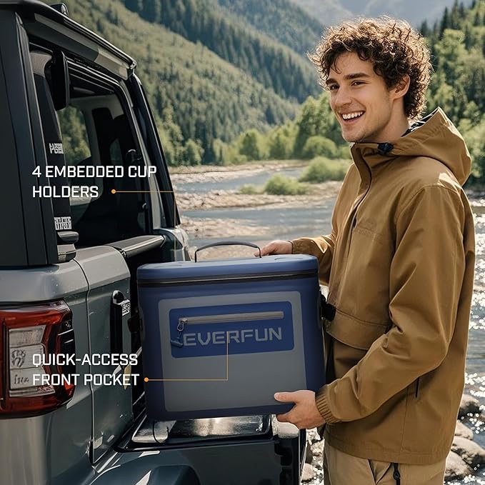 EVERFUN Soft Cooler 30 Can, Portable Insulated Small Cooling Lunch Box for Men and Women, Leakproof Ice Chest Bag for Travel, Beach, Camping, Beverage, Boating, Fishing, Tailgating, Work and Picnic