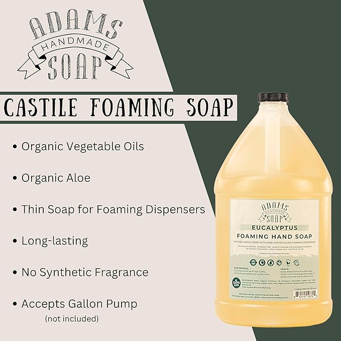 Adams Handmade Soap Liquid Foaming Soap 1 Gal - Eucalyptus