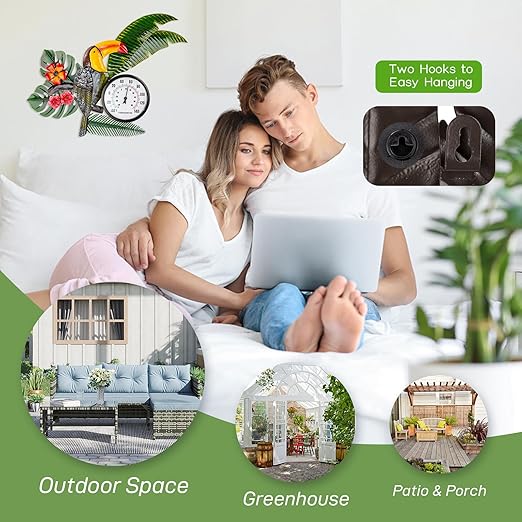 27" Outdoor Thermometer, Large Thermometer Outdoor Waterproof, Toucan Decorative Outdoor Thermometers for Patio, Home, Backyard, Living Room