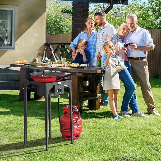 ROVSUN 100,000 BTU Portable Gas Camping Stove, Outdoor Propane Burner with 20psi Regulator, High Pressure Single Cooker Camp Cooking Home Brewing