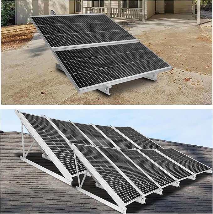 2 Sets 45'' Solar Panel Mount Brackets for 100-400 Watt Solar Panel,with Foldable Tilt Legs and Reinforced Cross Bars,Suitable for RV, Roof, Boat, Off-Grid etc.