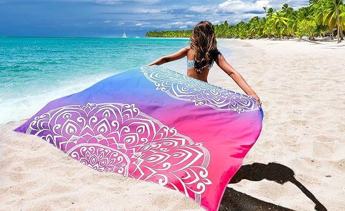 Beach Blanket Waterproof Sandproof Extra Large Beach Mat 79" X 83"/120"x108"for 1-8 Adults Quick Drying Durable Outdoor Picnic Mat for Beach Travel Camping Hiking