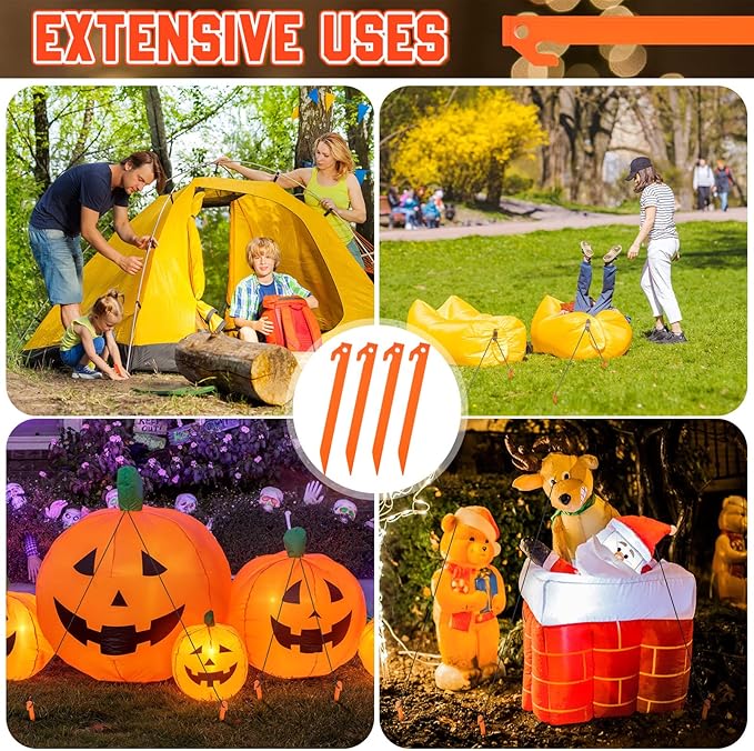 Deekin Plastic Tent Stakes 9 Inch Heavy Duty Tent Pegs Spike Hook Stakes for Summer Beach Garden Decorations Camping Outdoor Lawn Tarp