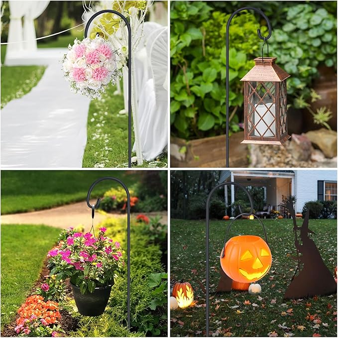 FEED GARDEN Adjustable 32 Inch Small Shepherd Hooks for Outdoor, Garden Hooks for Lanterns, Sheperd Hook for Hanging Plants, Bird Feeders, Solar Lights, Mason Jars, Weddings Decor,1 Pack