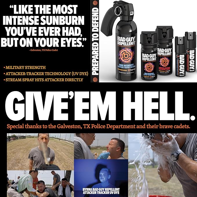 Byrna BGR MAX Pepper Spray + Tear Gas | Maximum Stopping Power | Attacker Tracker UV Marking DYE Technology | Military Strength Self-Defense Stream Spray