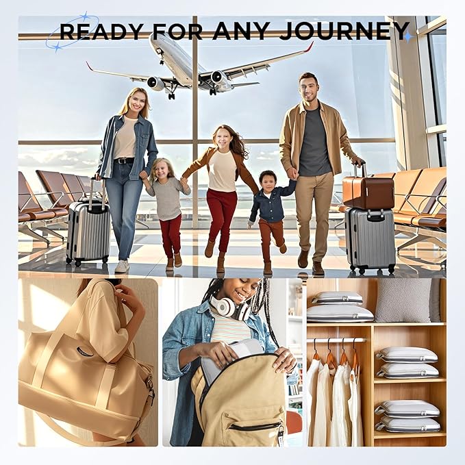 10 Set Compression Packing Cubes for Travel Essentials,Compressible Expandable Packing Cubes for Suitcase,OlarHike Luggage Organizer Bags for Travel,Handy Helper for Organizing Clothes(White)