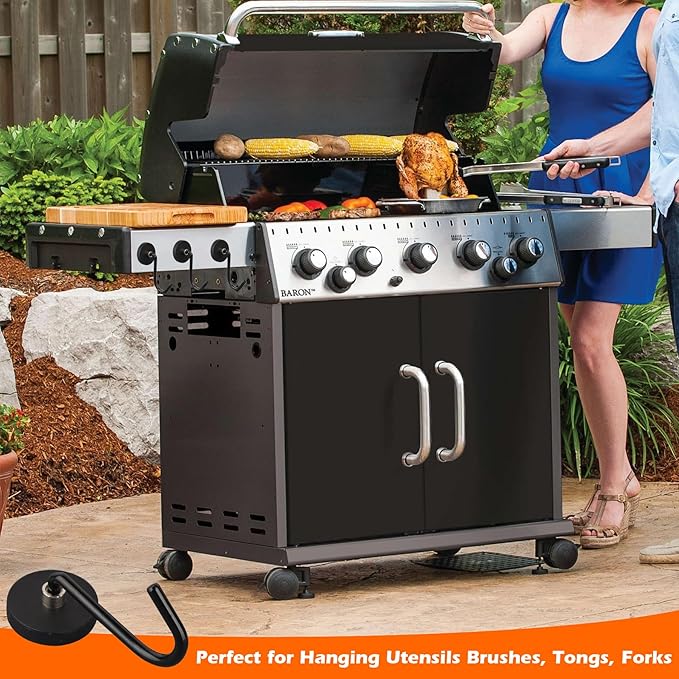 Smoker Grill Hooks 4 Pack Heavy Duty,Non-Slip Magnetic Hook for Grill Utensils,Strong Magnetic Hooks for Traeger Blackstone Pit Boss Camp Chef Z Grills BBQ Grill Accessories