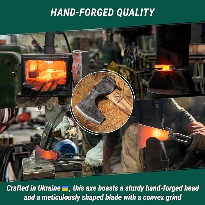 BeaverCraft Bushcraft Hatchet Wood Carving Axe AX6 - Forged Camping Axes & Hatchets - Wood Chopping Axe, Hand Gardening Axes for Splitting - Backpacking Hatchet