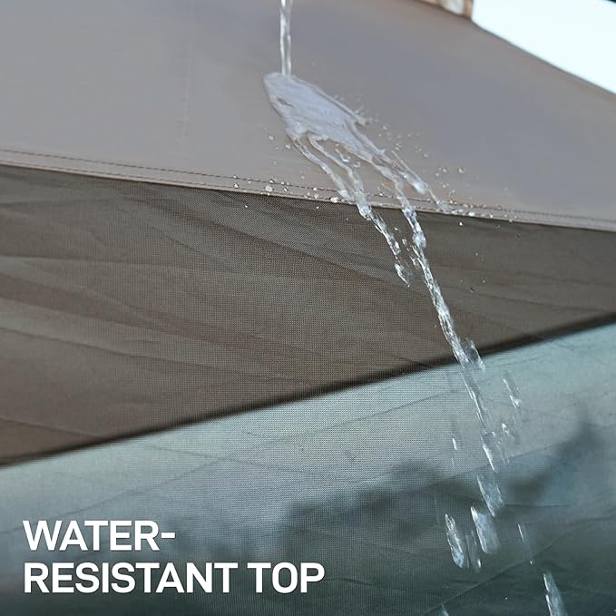 EVER ADVANCED Magnetic Screen House Room 11x9ft, Hands-Free Entry,Screenhouse with Sun Protection for Camping&Picnic, 11x9ftCamping Tent Canopy Shelter with Mesh, Brown