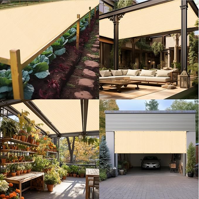 Artpuch 90% Sun Shade Cloth, 10 x 16 FT Pergola Shade Cover Canopy with Grommets, Sun Screen Fabric Tarp for Patio, Outdoor, Garden, Backyard, Wheat