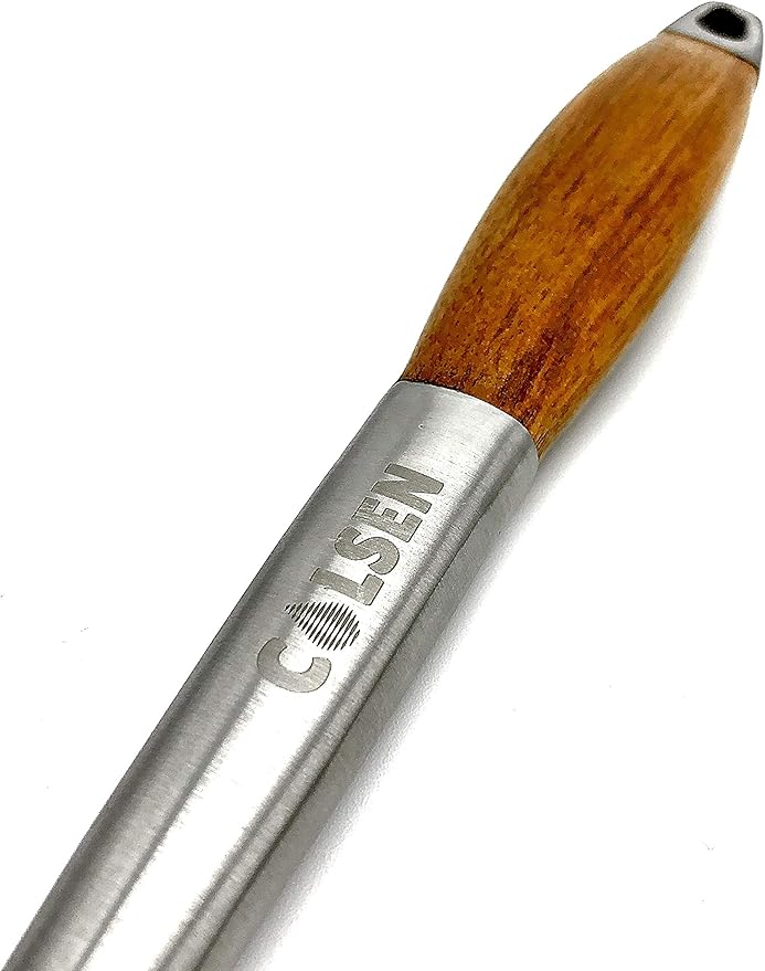 COLSEN Heavy Duty 3-Piece BBQ Grilling Tool Set, Stainless Steel Tongs, Spatula, & Fork, Kitchen Utensils Set, Camping Accessories, Brown