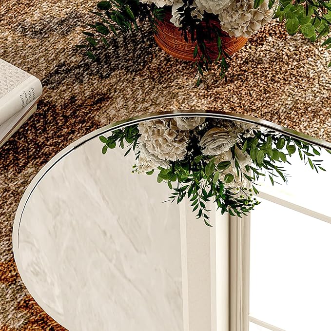 Arched Full-Length Mirror, 34"x76" Arch Floor Mirror with Stand, Wall-Mounted Mirror for Bathroom, Dressing Room - Hanging or Leaning - Full Body Mirrors for Bedroom, Silver