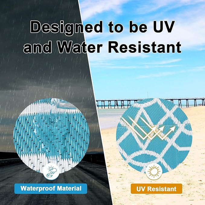 HEBE Outdoor Rug 8ft for Patios Waterproof Clearance Reversible Patio Mat Plastic Straw Rug RV Camping Mat Outside Area Rug Carpet for Camping RV,Porch,Deck,Balcony,Camper,Backyard