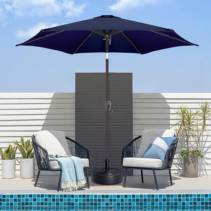 7.5ft Outdoor Patio Umbrella - Table Umbrella Waterprool UV Protection, Sombrillas de Patio with Push Button Tilt&Crank, Sun Umbrella for Pool, Porch, Garden, Deck, Backyard(Dark Blue)