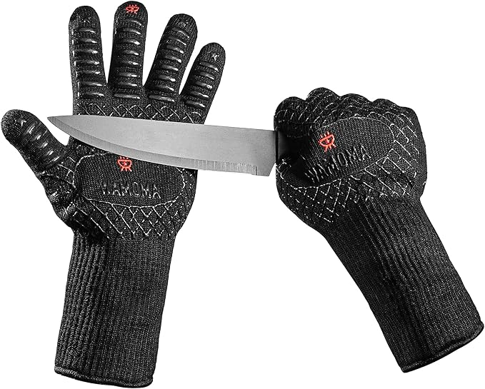 Small Heat Resistant Grilling Gloves for Women - Heat & Fire Proof Gloves for BBQ with Silicone & Cotton Lining | Barbeque, Kitchen, Baking, Oven Gloves for Meat Handling