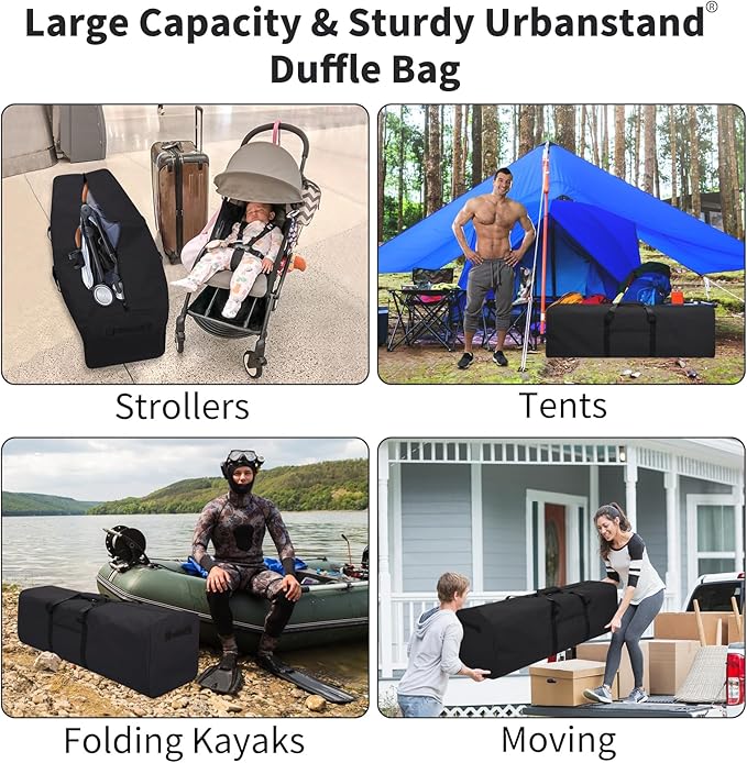 48 Inch Travel Duffle Bag Extra Large Sport Equipment Duffel Bags with 2-way Lockable Zippers(Black 48inch 2Pack)