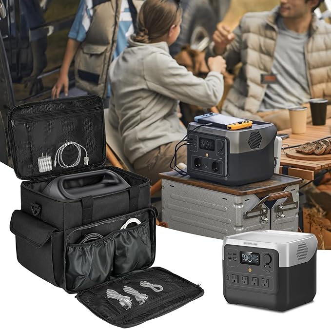 Carrying Case Compatible with Jackery Explorer 500/ECOFLOW River/River Pro/BLUETTI EB3A/GRECELL T500 Portable Power Station,Waterproof Travel Storage Bag for Charging Cable and Accessories(Bag Only)