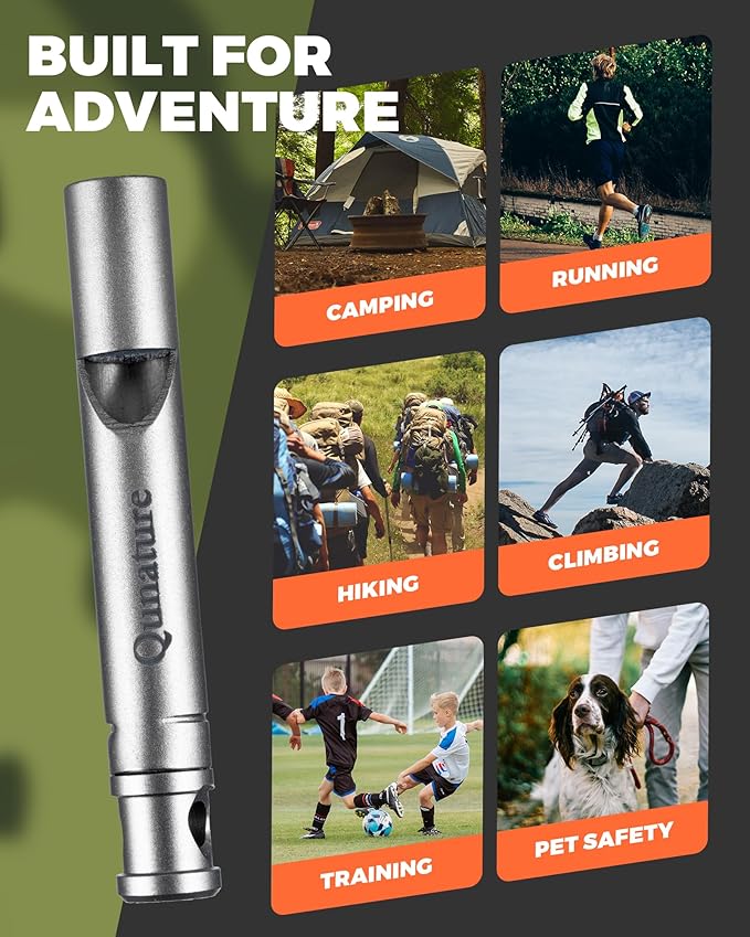 Emergency Titanium Whistle Survival Keychain Whistle 120 - Decibel with Lanyard for Kids Rescue Dog Training Outdoor Camping Hiking Coaches Sports Metal Whistle