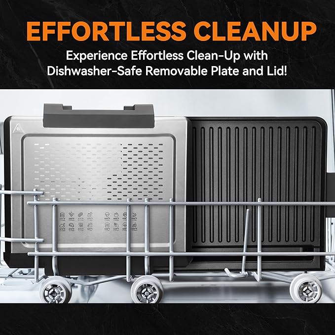 Baker's Friend Smokeless Indoor Grill with Removable Plates, Portable BBQ Grill, Electric Grill Indoor, Indoor Grills Electric Smokeless, Cooking & Grilling Gifts, Recipes Included, Graphite