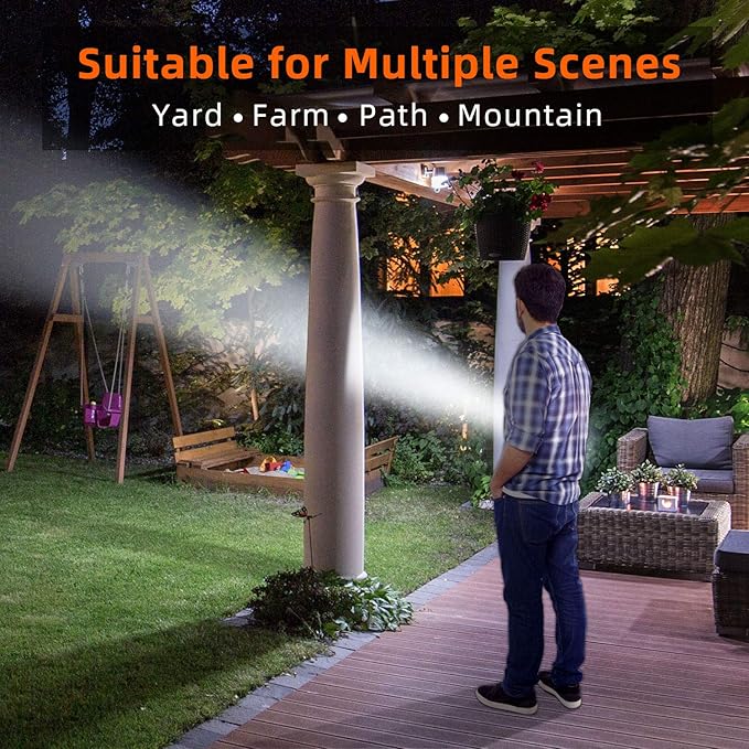 BUYSIGHT Rechargeable Spotlight Flashlight High Lumen Handheld Spot Light LED Flashlight with Handl Ultra-Long Standby Electric Torch with USB Output (Classic Black)